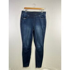 Womans Skinny Denim jeans Comfortable With Elastic‎ Waistband - Size L 14 Long ￼